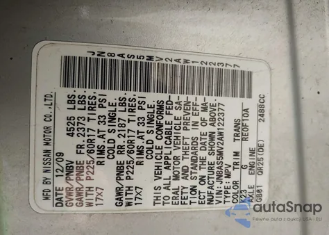 2010 Nissan Rogue Sl из США, поврежденный, VIN JN8AS5MV2AW122377